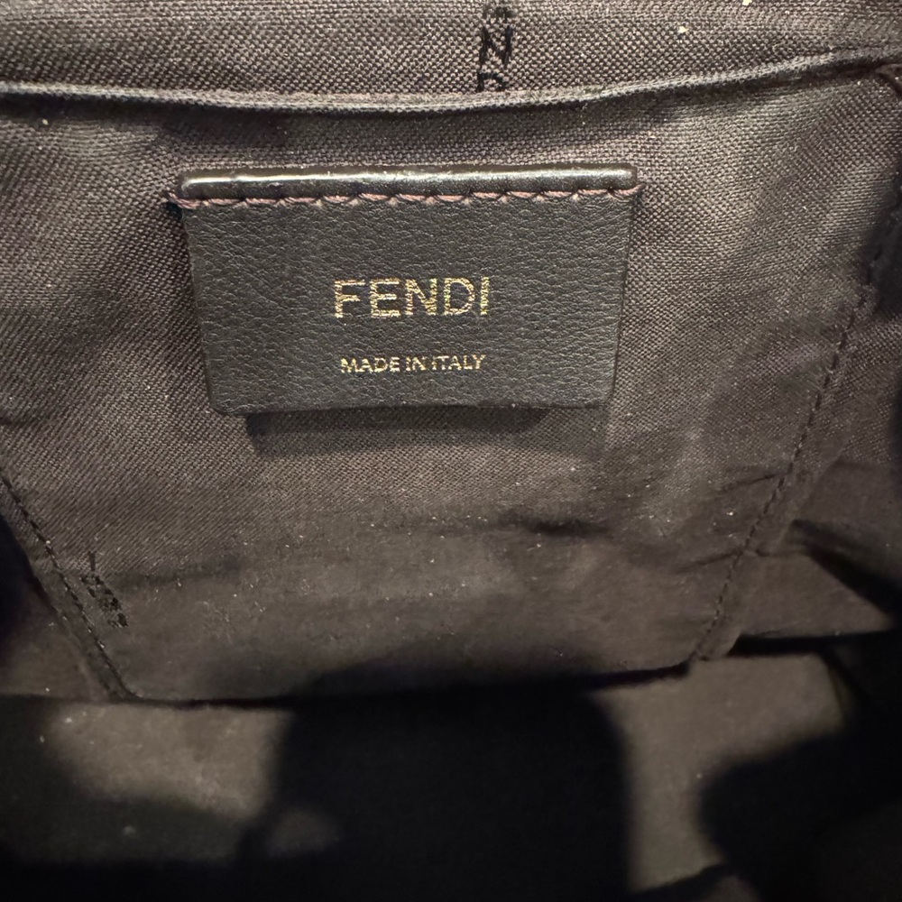 Fendi Black Leather Backpack with Brown FF Monogram Flap and Red Accents - Picture 5 of 6
